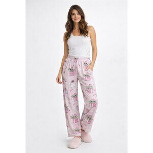 Star Wars Grogu Baby Yoda Pink Christmas Pajama Pants Size S Lounge Munki